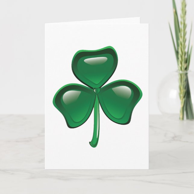 Tarjeta Green Shamrock Three-Leaf Clover (Anverso)