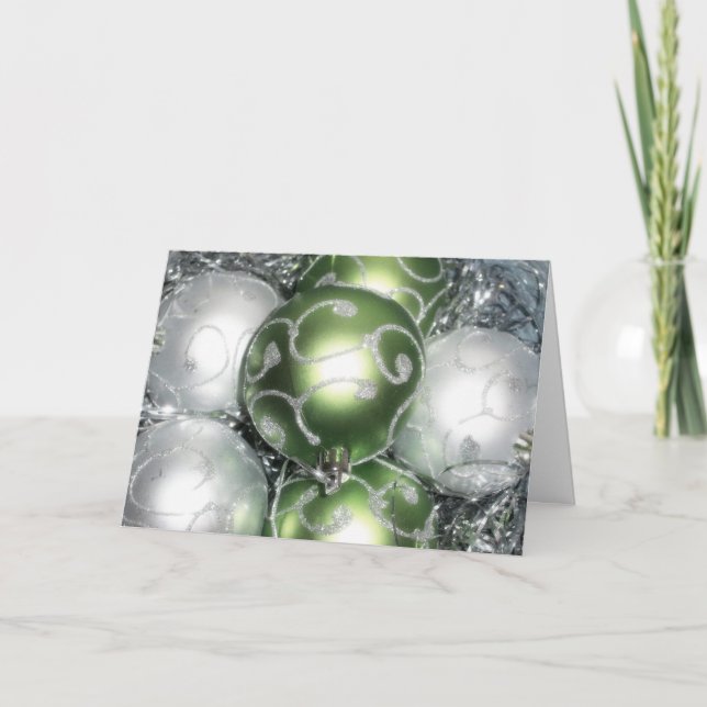 Tarjeta "Green & Silver Sparkle" - Alegría y brill (Anverso)