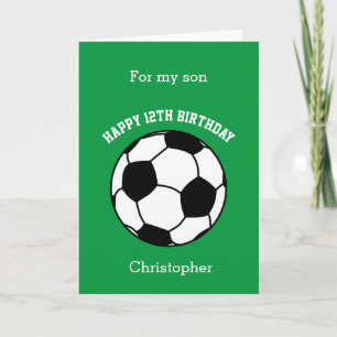 Tarjeta Green Soccer Sport 12th Birthday Card