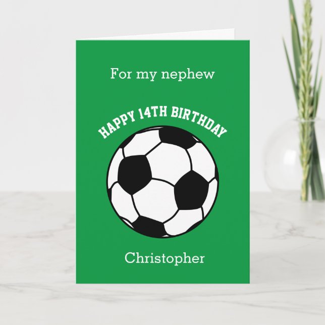 Tarjeta Green Soccer Sport 14th Birthday Card (Anverso)