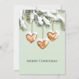 Tarjeta Green Warm Creamy Caramel Hearts Christmas Tree 