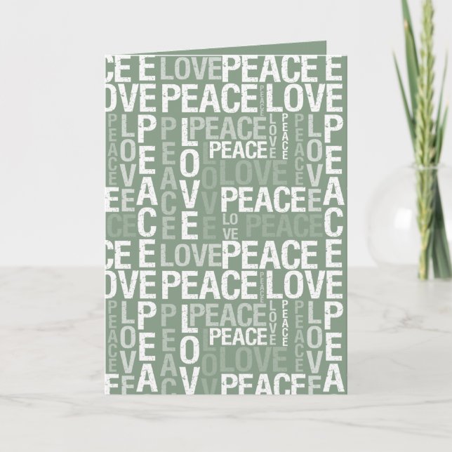 Tarjeta Green White Peace Love Christmas (Anverso)