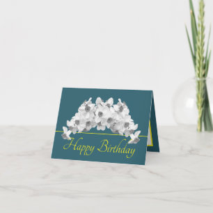 Tarjeta Green Yellow Bouquet White Daffodil Feliz cumpleañ