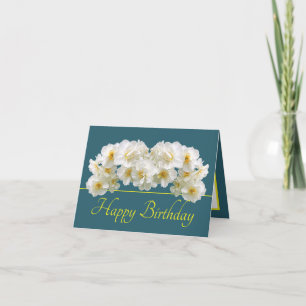 Tarjeta Green Yellow White Daffodil Bouquet Happy Birday