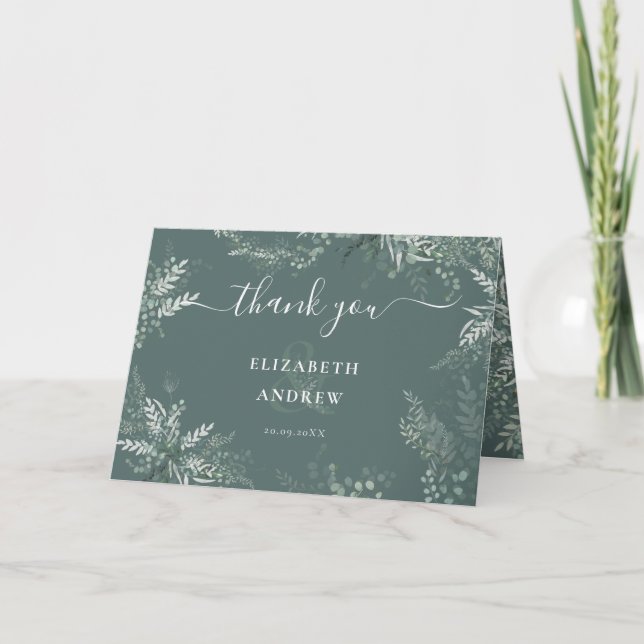 Tarjeta Greenery Boda Gracias (Anverso)