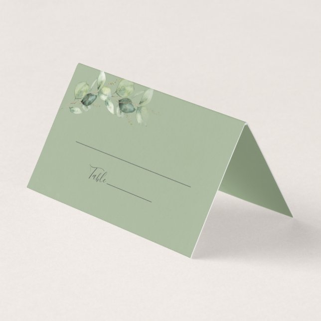Tarjeta Greenery Eucalyptus Foliage Boda Place Card (Anverso)
