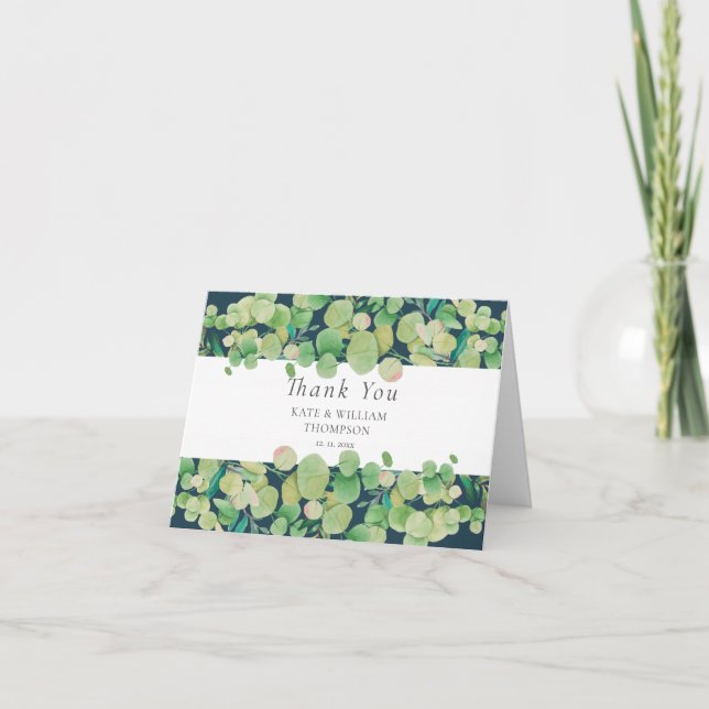 Tarjeta Greenery Eucalyptus Garland Boda (Anverso)