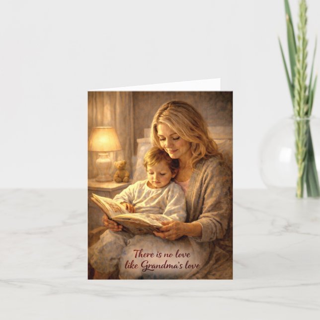 Tarjeta Greeting Card Grandma Reading To Child  (Anverso)