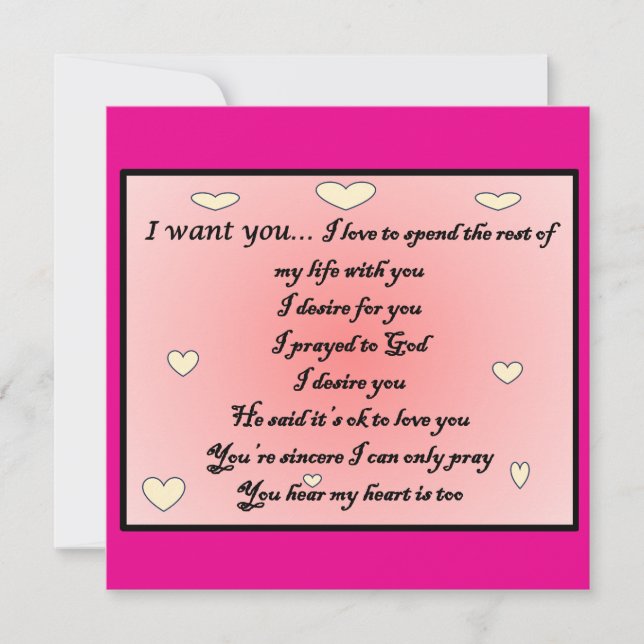 Tarjeta Greeting card 'I want you" (Anverso)