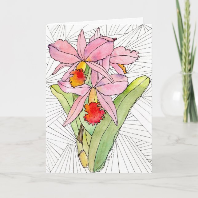 Tarjeta Greeting Card - Pink Orchids (Anverso)