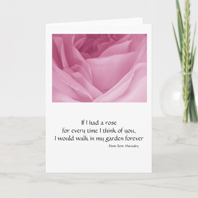 Tarjeta Greeting Card- Pink Rose with Quote (Anverso)