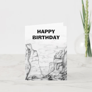 Tarjeta Greeting Card with canyon sketched on it