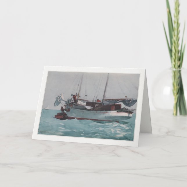 Tarjeta Greetingcard con la pintura de Winslow Homer (Anverso)