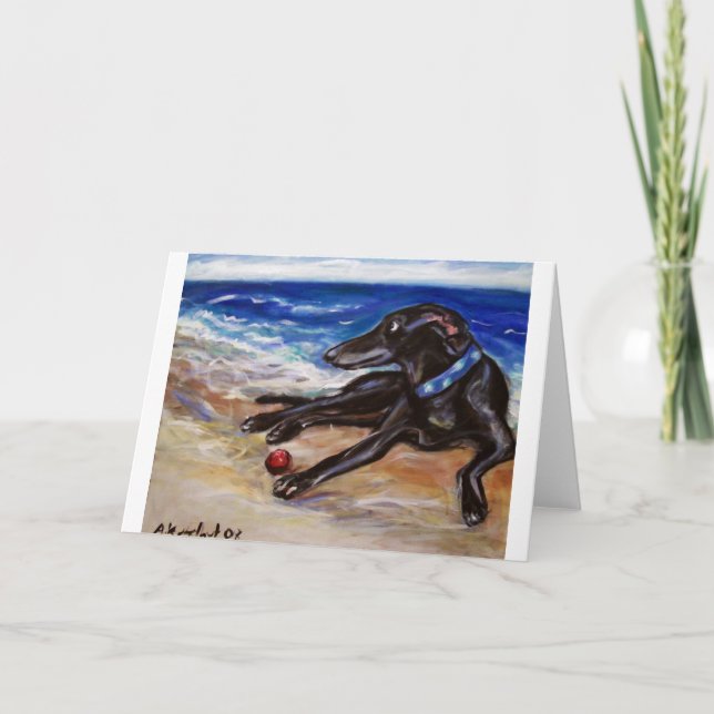 Tarjeta Greyhound cerca del mar (Anverso)