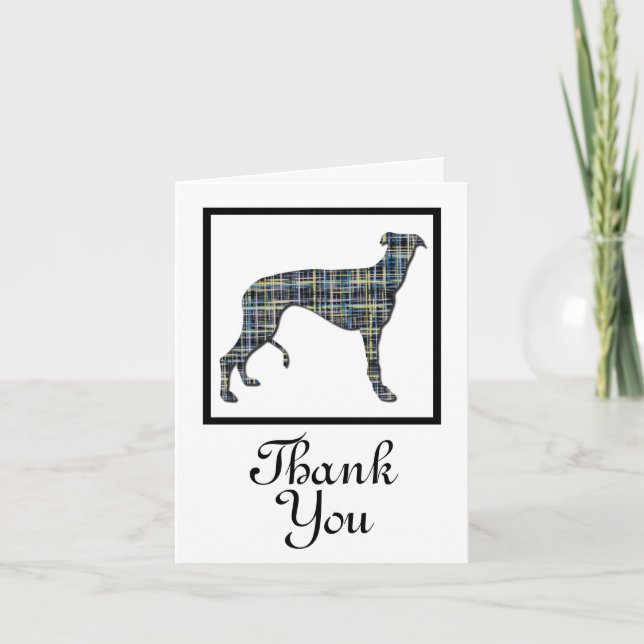 Tarjeta Greyhound Dog Silhouette White Gracias Por Saludar (Anverso)