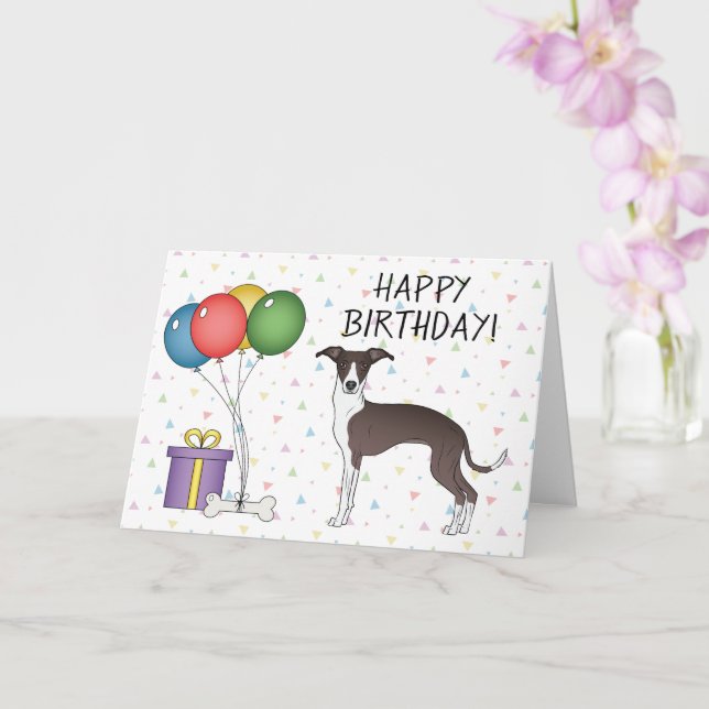 Tarjeta Greyhound Italiano Blanco Y Sello - Feliz Cumpleañ (Orquídea)