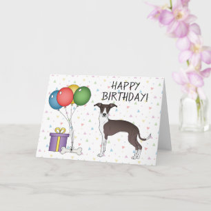 Tarjeta Greyhound Italiano Blanco Y Sello - Feliz Cumpleañ