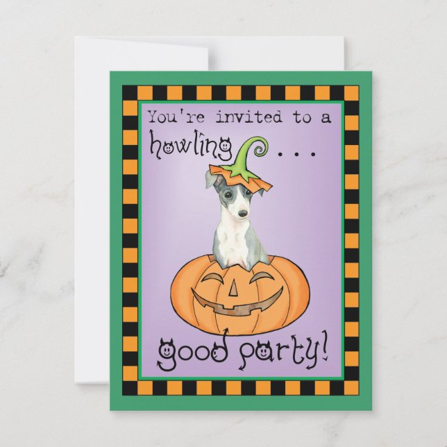 Tarjeta Greyhound italiano de Halloween (Anverso)
