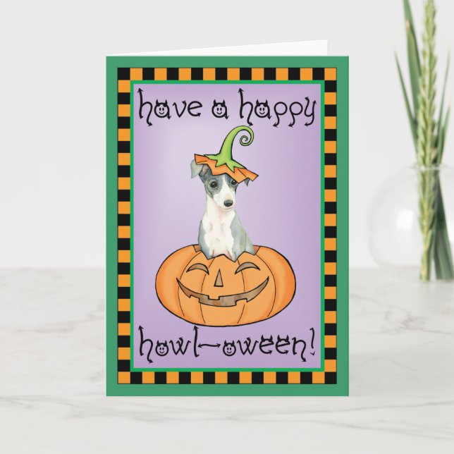 Tarjeta Greyhound italiano de Halloween (Anverso)