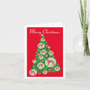 Tarjeta Greyhound Lurcher Dog Silhouette ChristmasTree Red