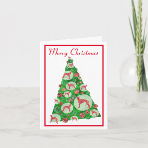 Tarjeta Greyhound Lurcher Dog Silhouette ChristmasTree Wha