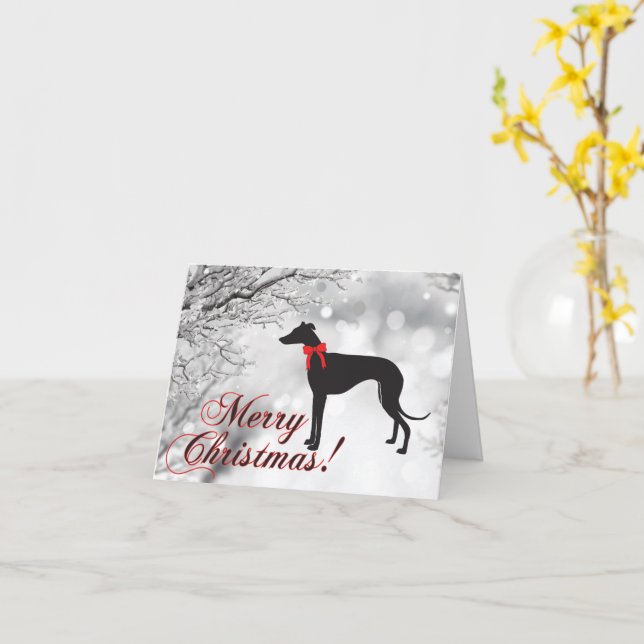 Tarjeta Greyhound Merry Christmas Card (flor amarilla)