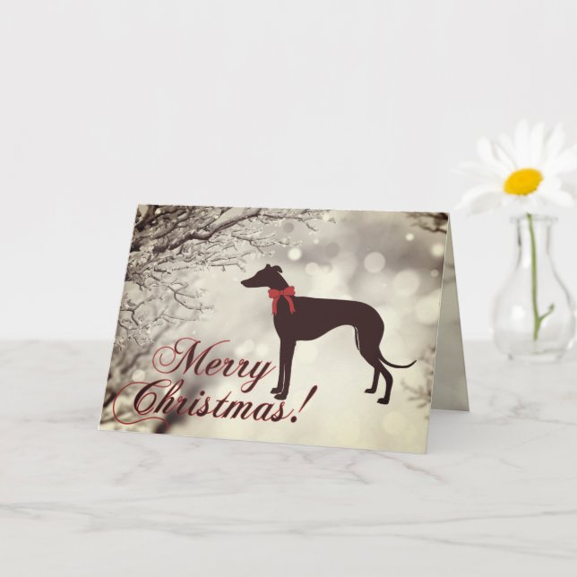 Tarjeta Greyhound Merry Christmas Greeting Card (Planta pequeña)