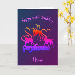 Tarjeta Greyhounds Y Hearts Cumpleaños