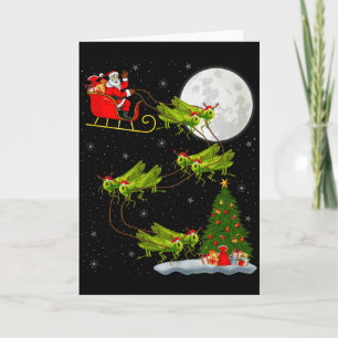 Tarjeta Grhopper Papá Noel Trineo Volador Divertido Mágico