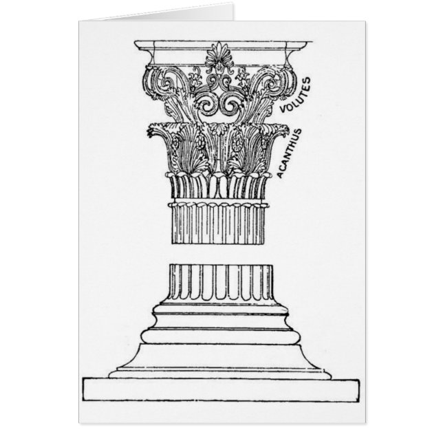 Tarjeta griega de saludo/nota por columna (Frente)