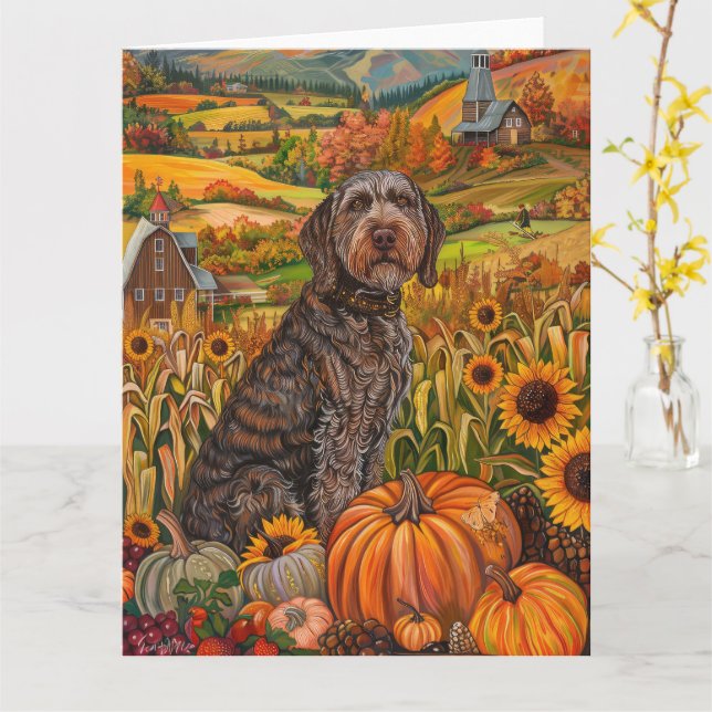 Tarjeta Griffon Autumn Thanksending (flor amarilla)