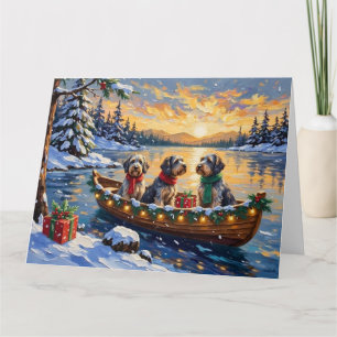 Tarjeta Griffon de caza de pelo duro Navidad Barco Fiesta