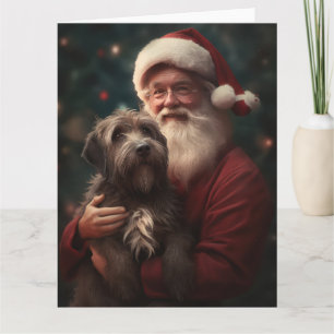Tarjeta Grifón de caza Santa Claus Navidad