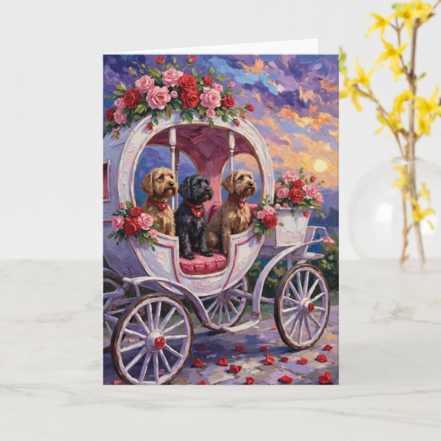 Tarjeta Grifón de Punta de Pelo Duro Día de San Valentín (flor amarilla)