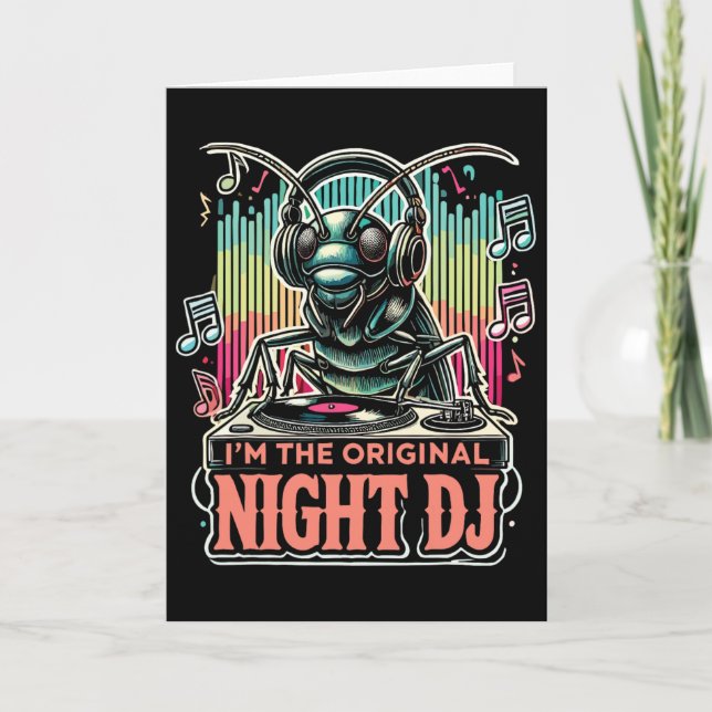 Tarjeta Grillo Divertido Soy El Dj Original De La Noche  (Anverso)