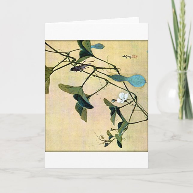 Tarjeta Grillo en un arte Ukiyo-E de Woodblock del japonés (Anverso)