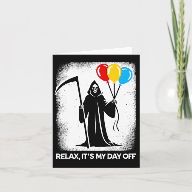 Tarjeta Grim Reaper Day Off Funny Halloween Grim Rea (Anverso)