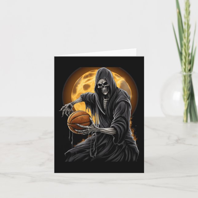 Tarjeta Grim Reaper tocando baloncesto gráfico para mí (Anverso)