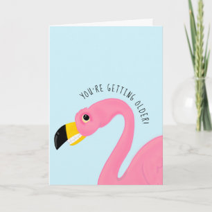 Tarjeta Grimacing Flamingo Gracioso Convirtiéndose En Cump