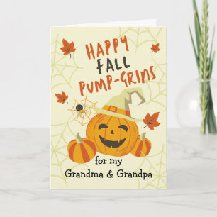 Tarjeta Grin de Halloween para los abuelos Jack o' Lantern