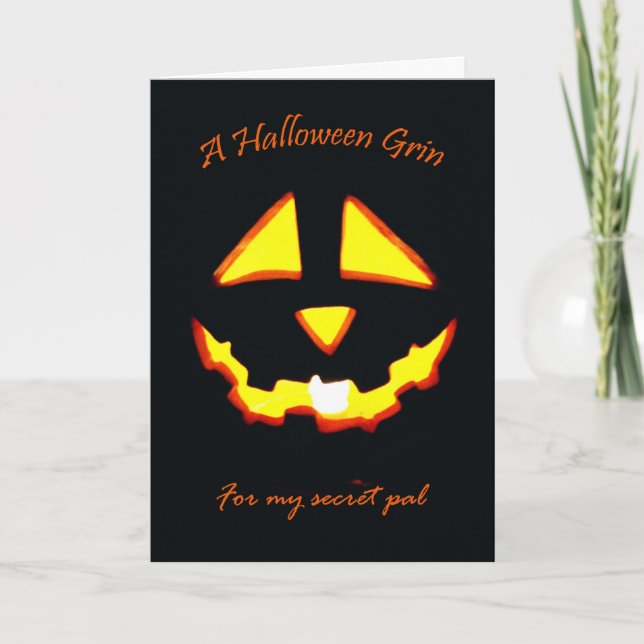 Tarjeta Grin de Halloween para Pal secreto (Anverso)