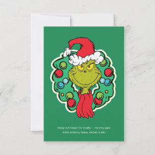 Tarjeta Grinch Corona de Navidad