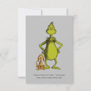 Tarjeta Grinch Max y postura de Grinch