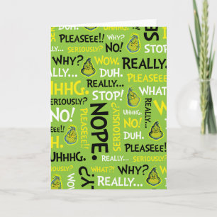 Tarjeta Grinch sarcástico Patrón de frase sarcástica de