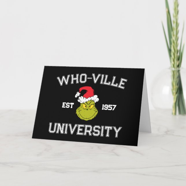 Tarjeta Grinch | Universidad de Who-ville Est 1957 (Anverso)