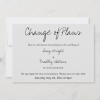 Tarjeta gris Boda pospuesta para "cambio de planes