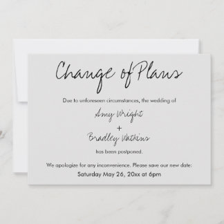 Tarjeta gris Boda pospuesta para "cambio de planes