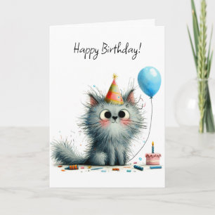Tarjeta Gris caprichoso sombrero de fiesta globo Cumpleaño