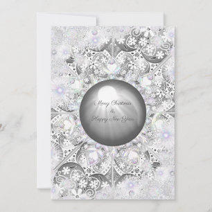 Tarjeta Gris de encaje cerámico y copo de nieve