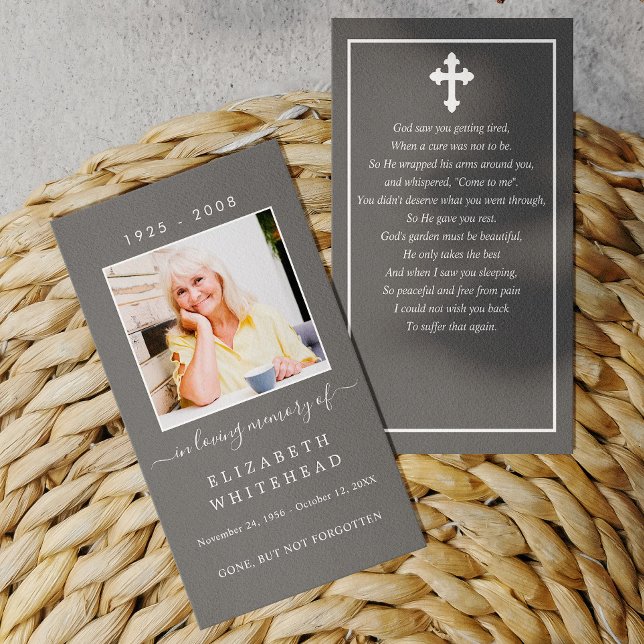Tarjeta gris de oración de la oración funeraria de (Subido por el creador)